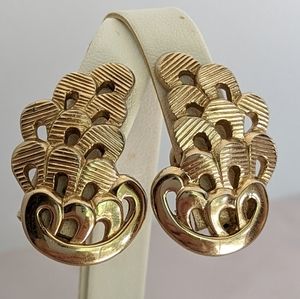 Large vintage gold Monet clip earrings